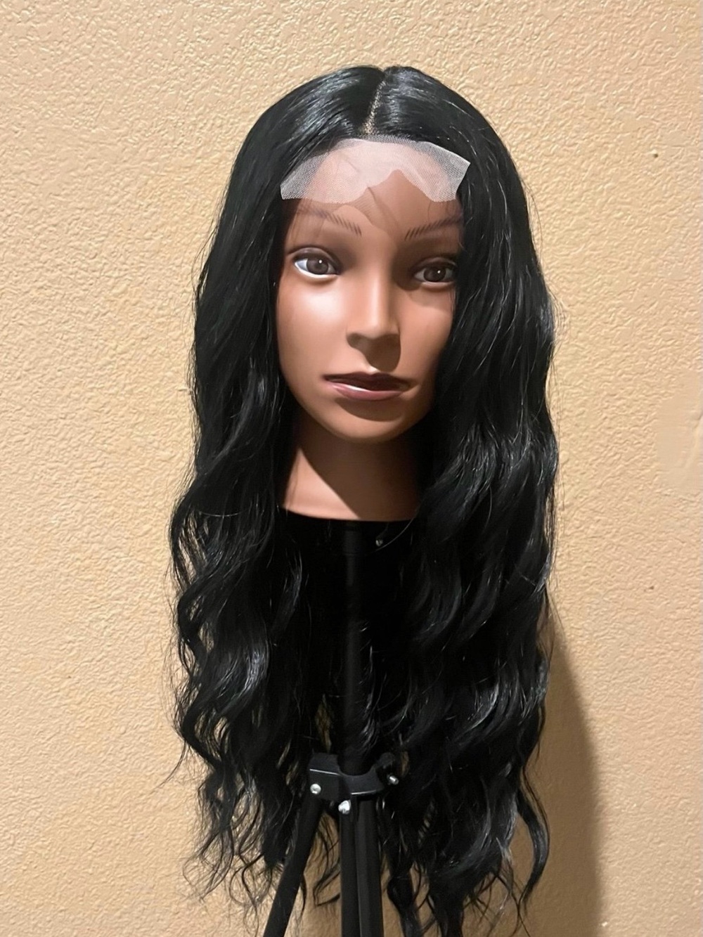 NEW Black Body Wave Lace Part Synthetic Wig Heat Friendly Long Wavy Middle Part